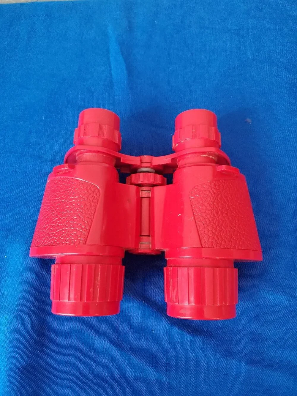 Vintage Red Non Prismatic Childrens Binoculars Made In Italy Retro Toy